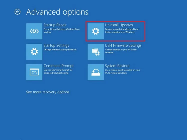 Cách gỡ cài đặt Windows 10 21H1 khi máy tính không khởi động