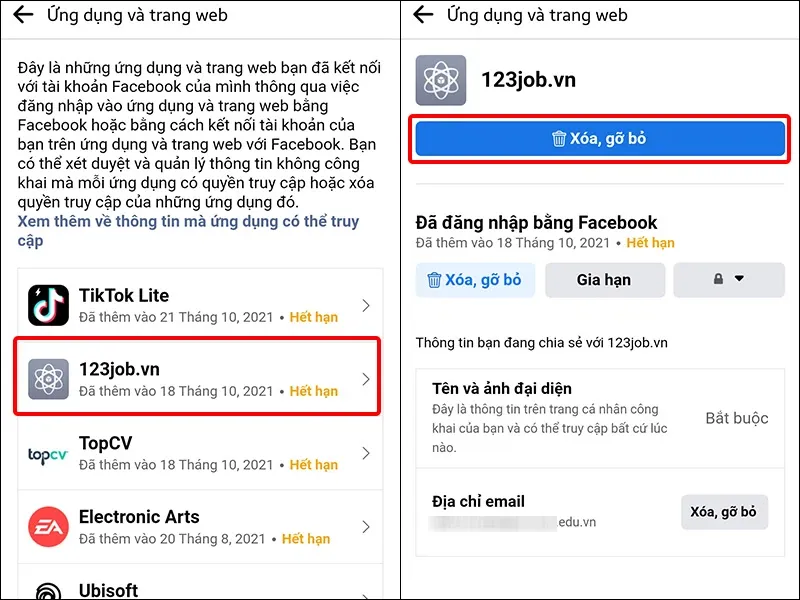 Cách gỡ ứng dụng liên kết với Facebook trên điện thoại, máy tính cực dễ