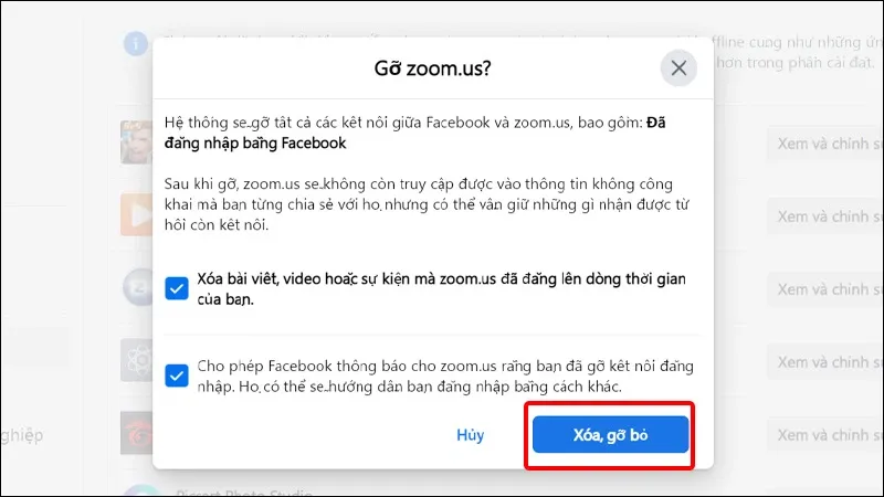 Cách gỡ ứng dụng liên kết với Facebook trên điện thoại, máy tính cực dễ