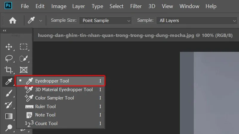 Cách hút màu nhanh từ bên ngoài vào Photoshop bằng công cụ Eyedropper vô cùng dễ dàng