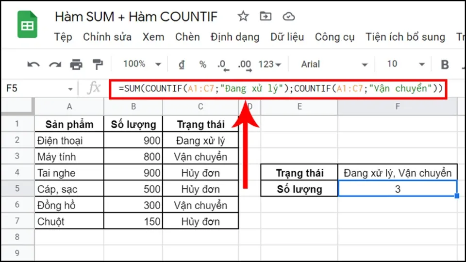 Cách kết hợp SUMIF và COUNTIF đơn giản, nhanh chóng, mang lại hiệu quả cao