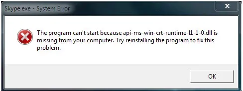 Cách khắc phục lỗi api-ms-win-crt-runtime-l1-1-0.dll is missing