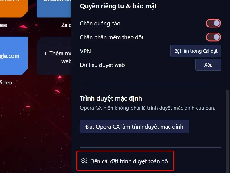 Cách khắc phục lỗi không hiển thị hình ảnh trên trình duyệt Opera GX