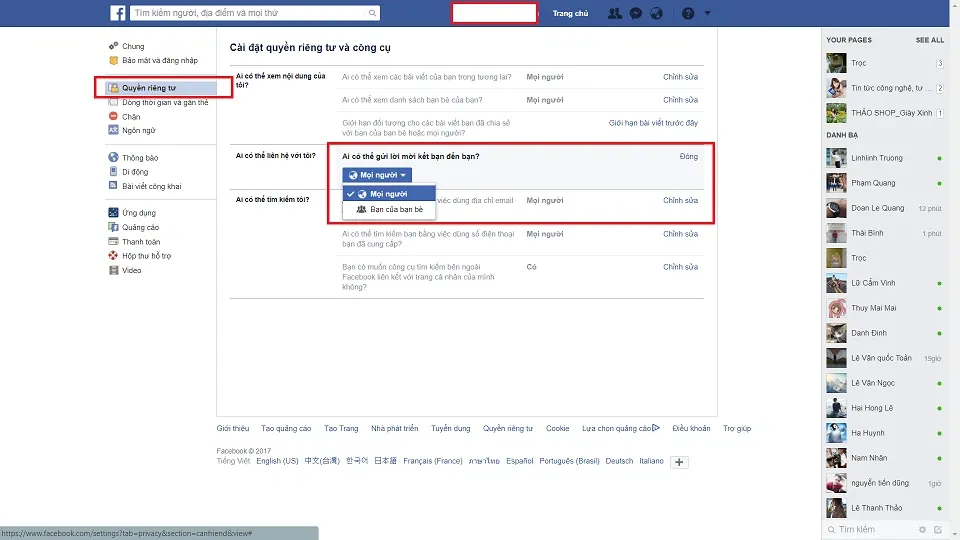 Cách khắc phục lỗi người khác không kết bạn được với mình trên Facebook