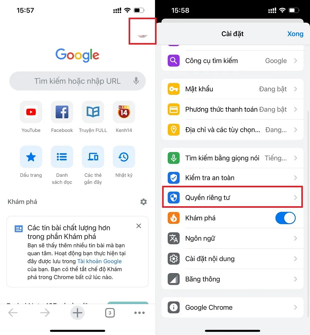 Cách khóa Tab ẩn danh Chrome trên iPhone giúp nâng cao bảo mật cho trình duyệt