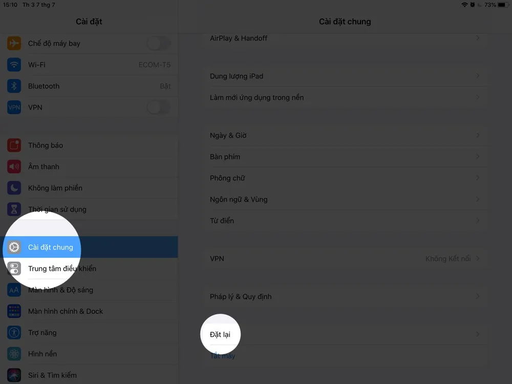 Cách khôi phục cài đặt gốc iPad