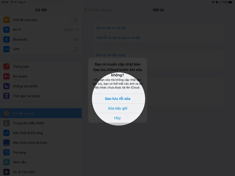 Cách khôi phục cài đặt gốc iPad