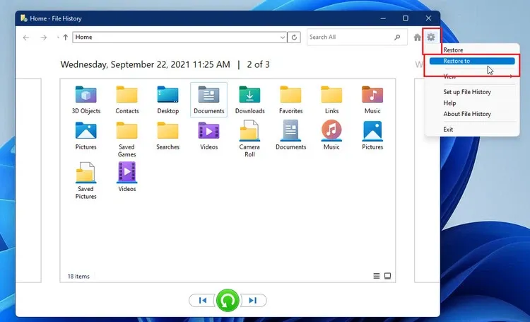 Cách khôi phục tệp từ File History trên Windows 11