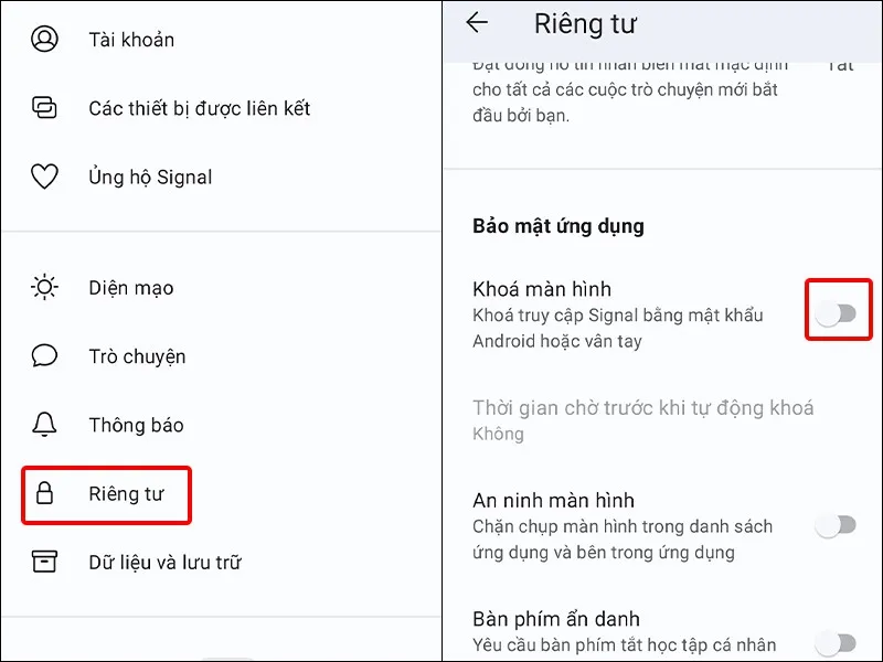 Cách kích hoạt tính năng khóa màn hình ứng dụng Signal cực dễ