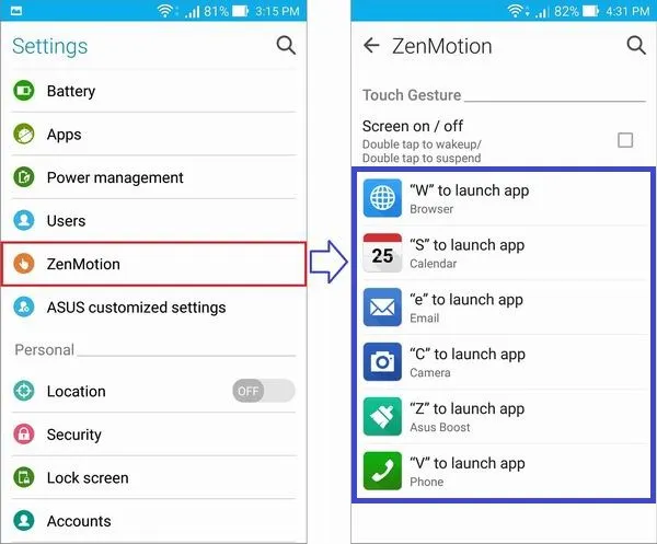 Cách kích hoạt ZenMotion trên Asus Zenfone 2