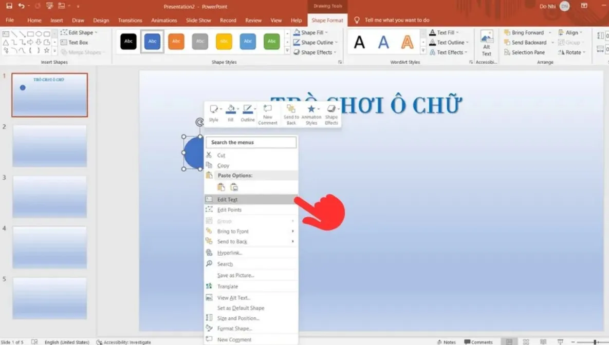 Cách làm trò chơi ô chữ trên Powerpoint chi tiết từng bước, đơn giản và dễ thực hiện