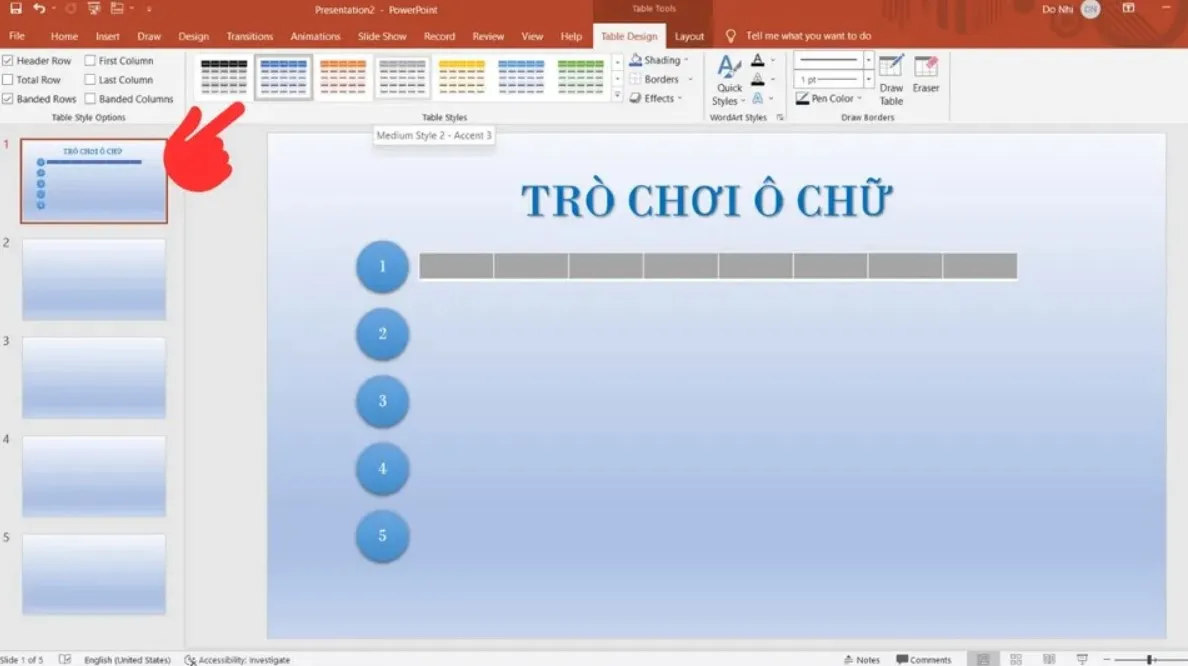 Cách làm trò chơi ô chữ trên Powerpoint chi tiết từng bước, đơn giản và dễ thực hiện