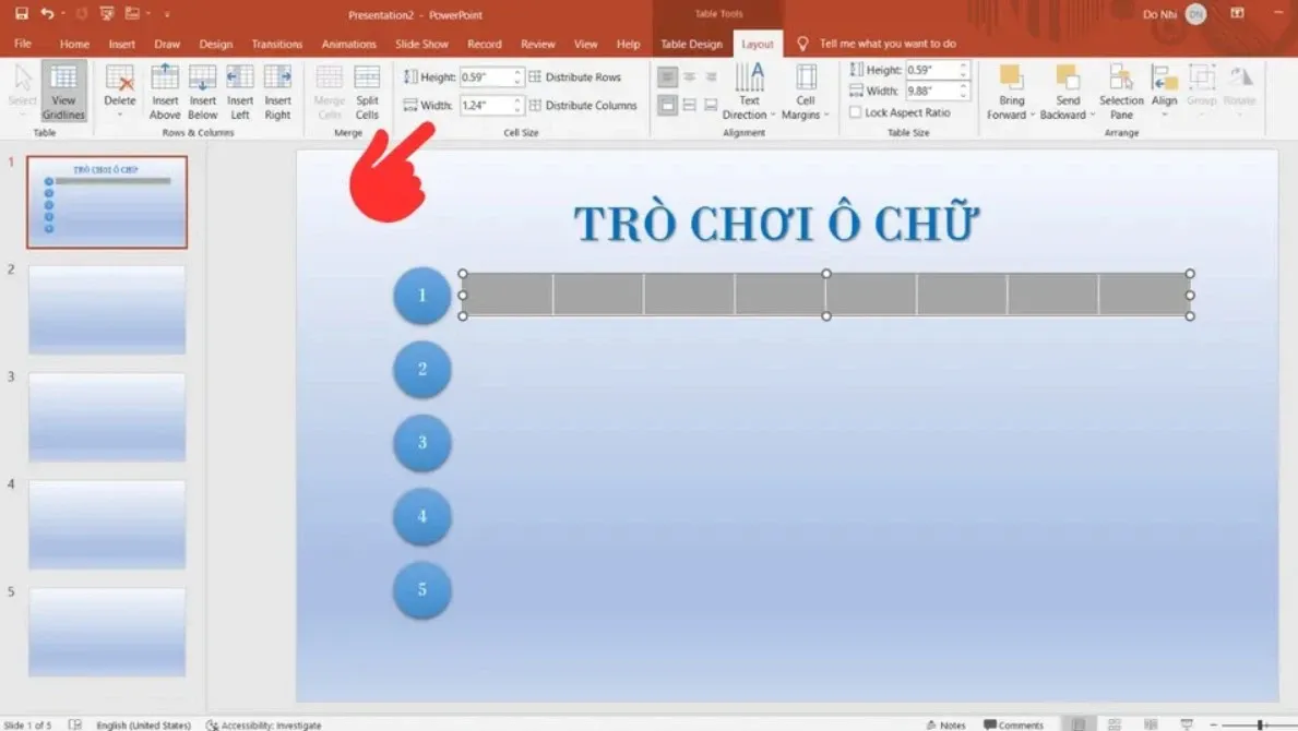 Cách làm trò chơi ô chữ trên Powerpoint chi tiết từng bước, đơn giản và dễ thực hiện