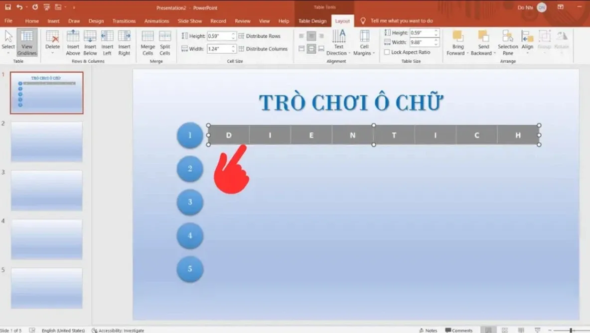 Cách làm trò chơi ô chữ trên Powerpoint chi tiết từng bước, đơn giản và dễ thực hiện