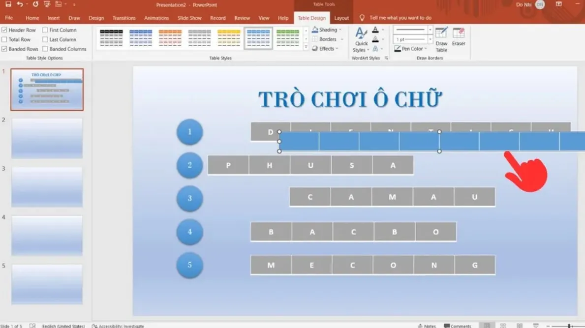 Cách làm trò chơi ô chữ trên Powerpoint chi tiết từng bước, đơn giản và dễ thực hiện