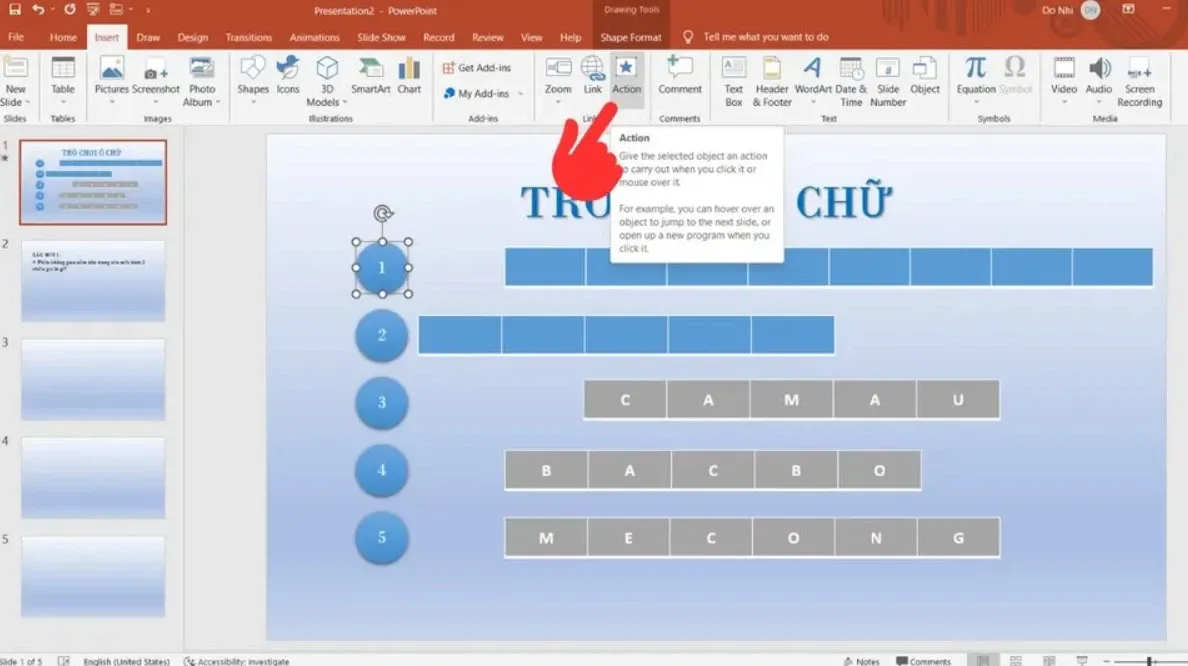 Cách làm trò chơi ô chữ trên Powerpoint chi tiết từng bước, đơn giản và dễ thực hiện