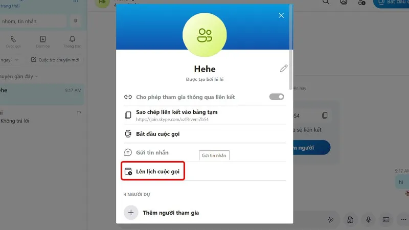 Cách lên lịch cuộc gọi nhóm trên Skype vô cùng dễ dàng