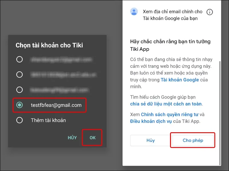 Cách liên kết tài khoản Google với ứng dụng Tiki đơn giản, nhanh chóng