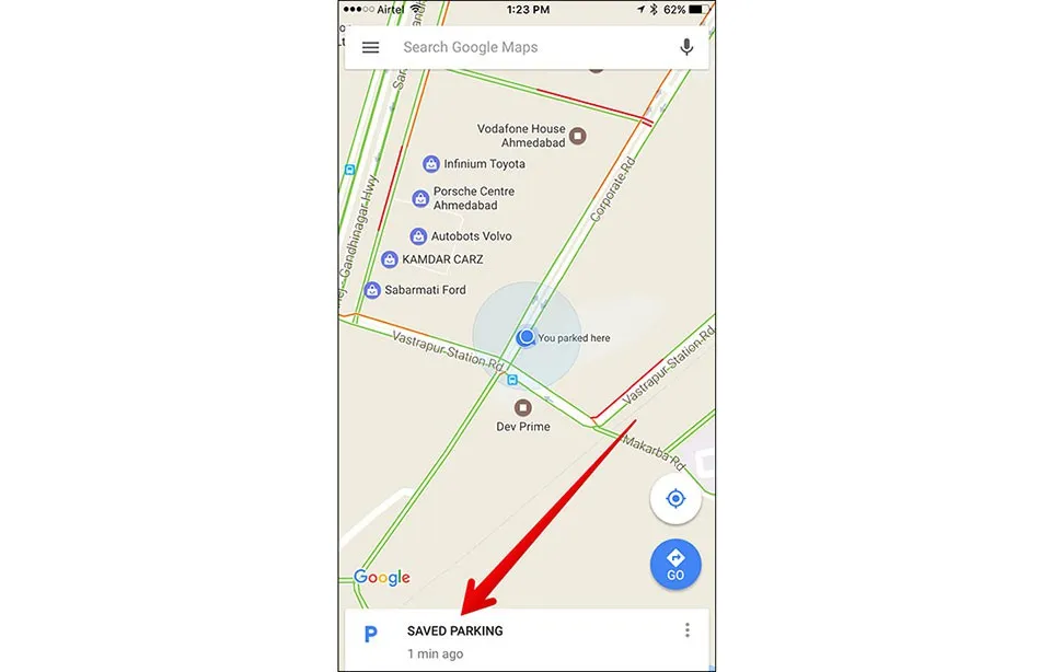 Cách lưu vị trí đỗ xe trong Google Map trên iPhone, iPad