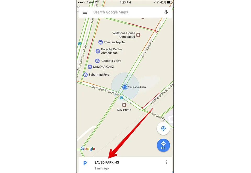 Cách lưu vị trí đỗ xe trong Google Map trên iPhone, iPad