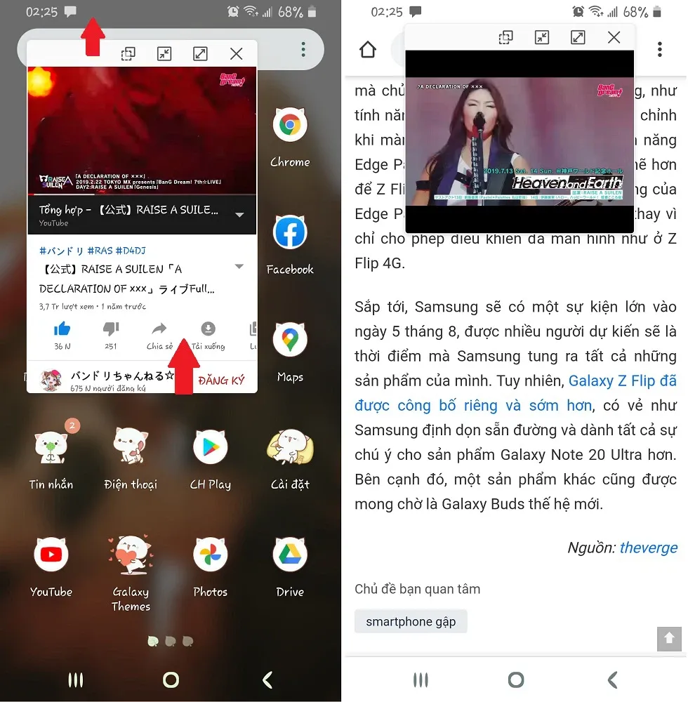 Cách mở chế độ pop-up trên điện thoại Samsung