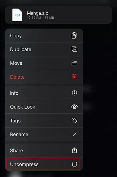 Cách nén và giải nén tệp trên iOS 13