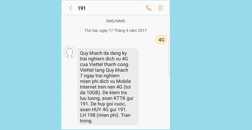 Cách nhận ngay 10GB dung lượng 4G miễn phí từ nhà mạng Viettel