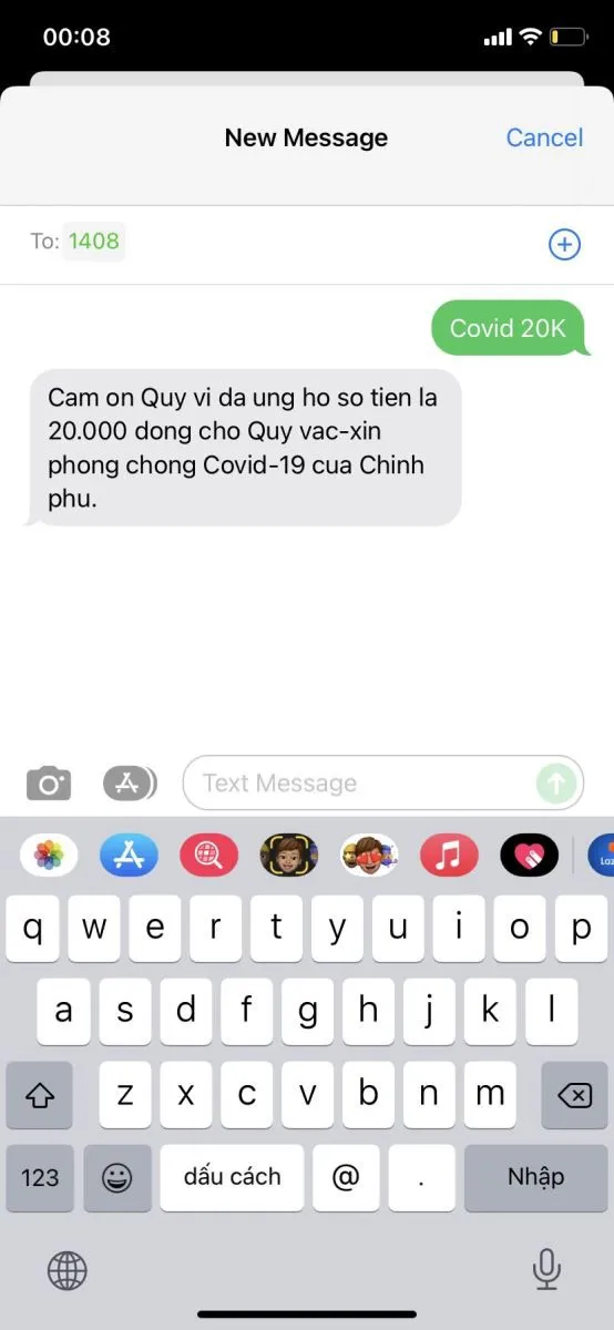 Cách nhắn tin ủng hộ Quỹ Vắc-xin phòng chống Covid-19 đơn giản tại nhà