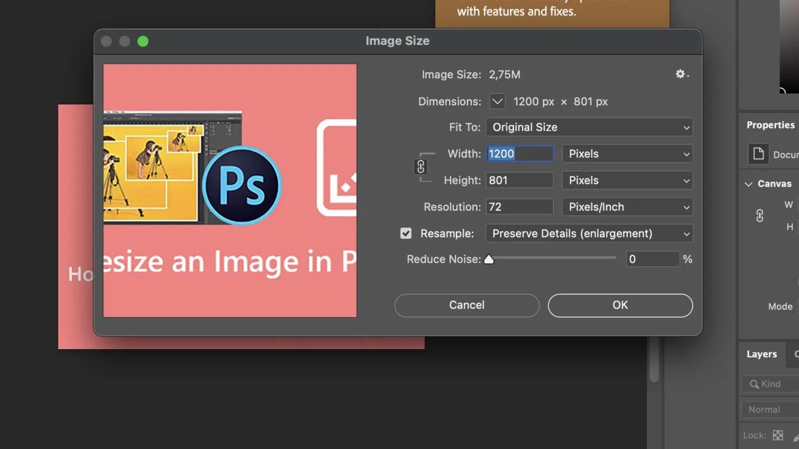 Cách phóng to ảnh trong Photoshop mà không bị vỡ hạt