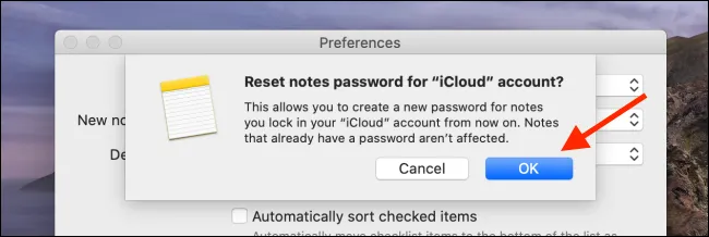 Cách reset mật khẩu Apple Notes