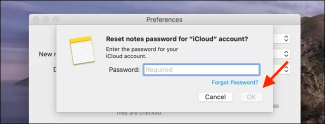 Cách reset mật khẩu Apple Notes