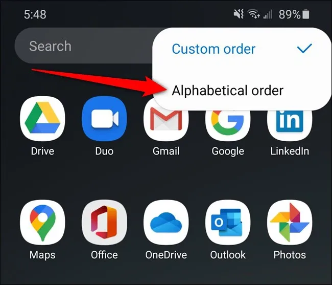 Cách sắp xếp danh sách ứng dụng theo thứ tự ABC trên Samsung Galaxy S20