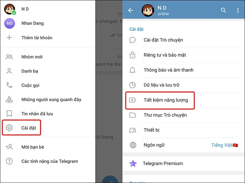 Cách sử dụng chế độ tiết kiệm năng lượng trên Telegram siêu đơn giản