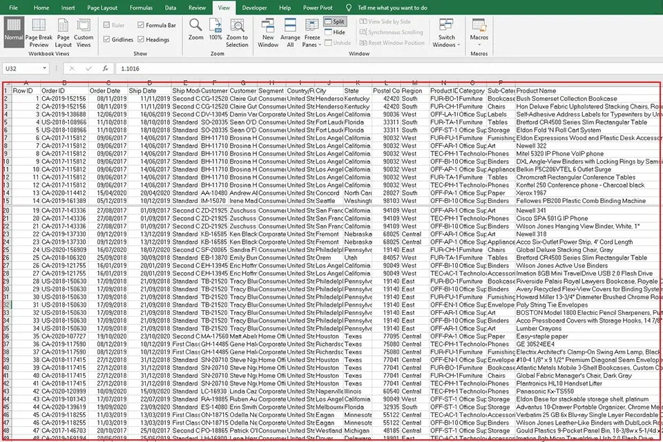 Cách sử dụng chức năng Split để chia tách trang tính trong Excel