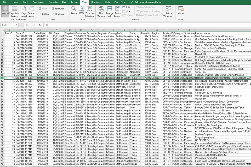 Cách sử dụng chức năng Split để chia tách trang tính trong Excel