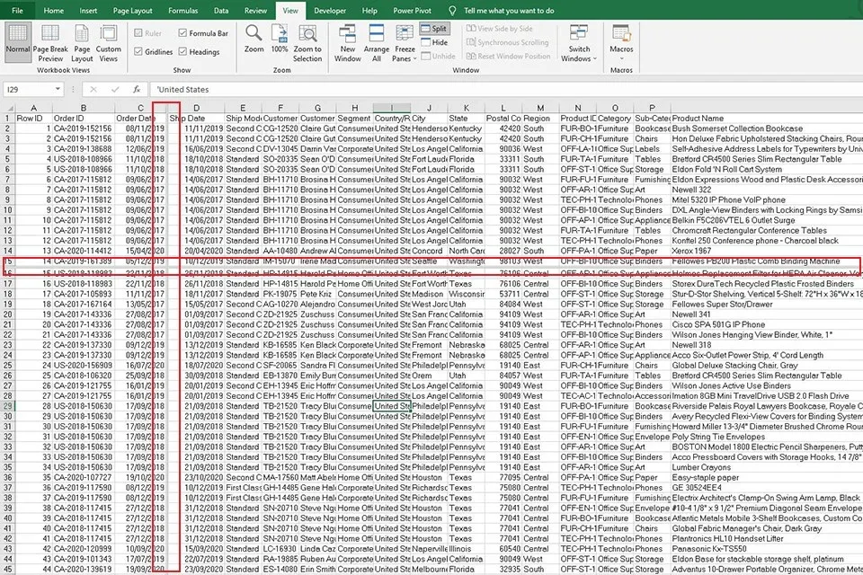 Cách sử dụng chức năng Split để chia tách trang tính trong Excel