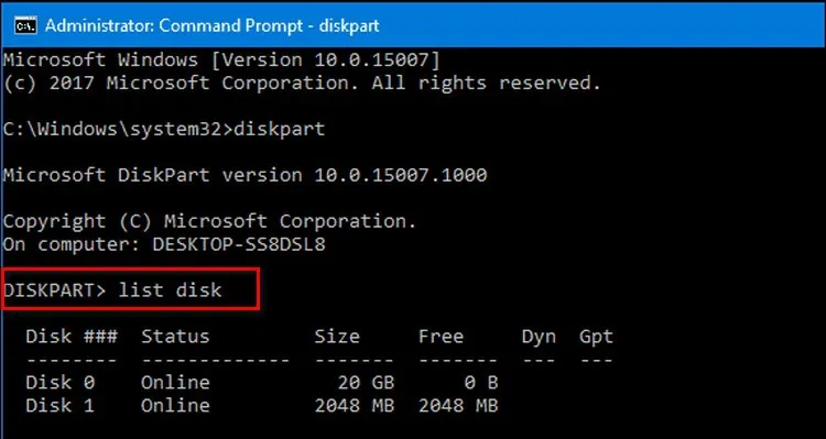 Cách sử dụng DiskPart sửa lỗi ổ cứng trên Windows 10