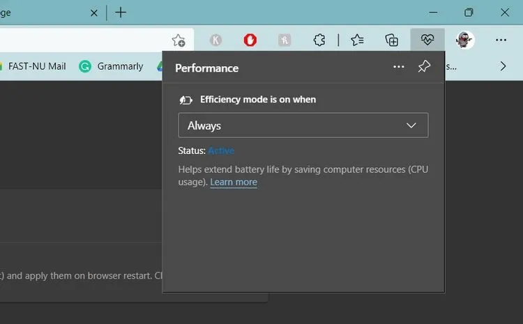 Cách sử dụng Efficiency trên trình duyệt Microsoft Edge