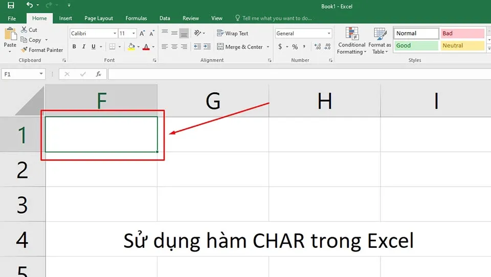 Cách sử dụng hàm CHAR trong Excel