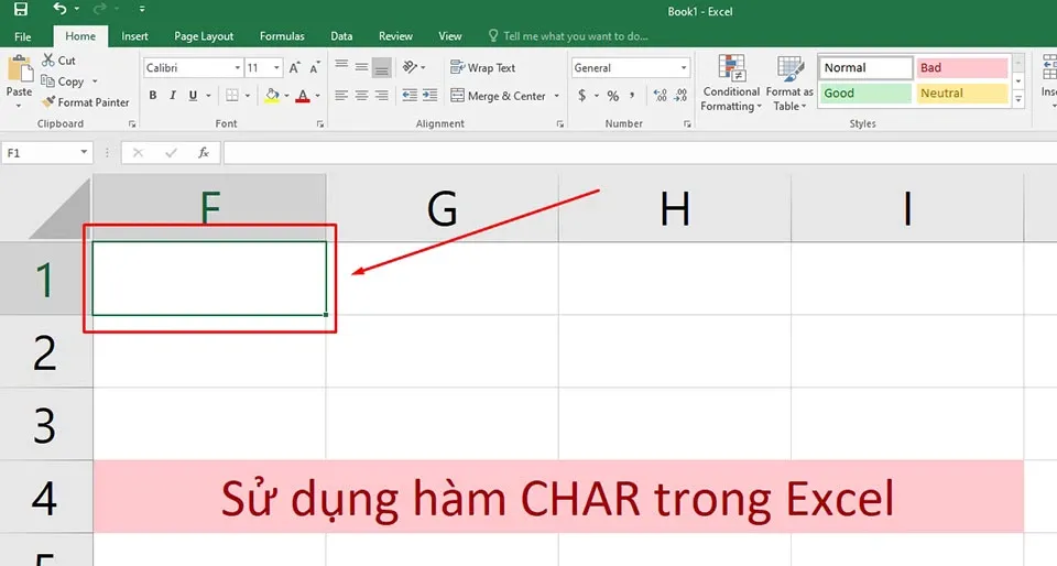 Cách sử dụng hàm CHAR trong Excel