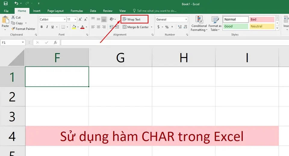 Cách sử dụng hàm CHAR trong Excel