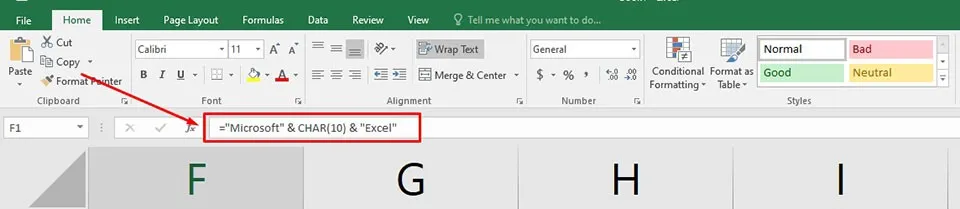 Cách sử dụng hàm CHAR trong Excel