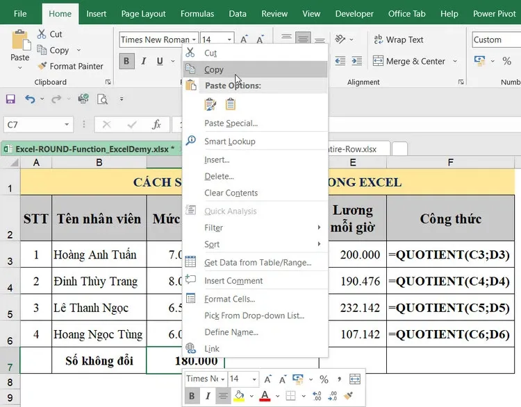 Cách sử dụng hàm chia trong Excel cực đơn giản có ví dụ dễ hiểu