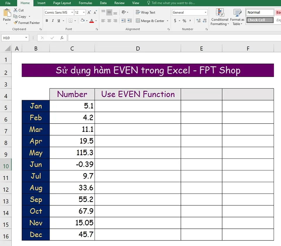 Cách sử dụng hàm EVEN trong Excel