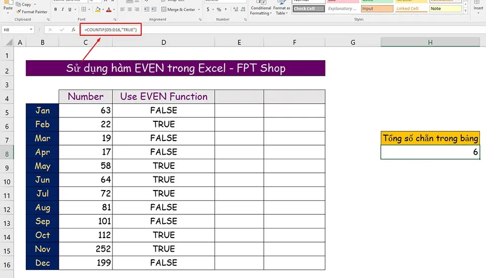 Cách sử dụng hàm EVEN trong Excel