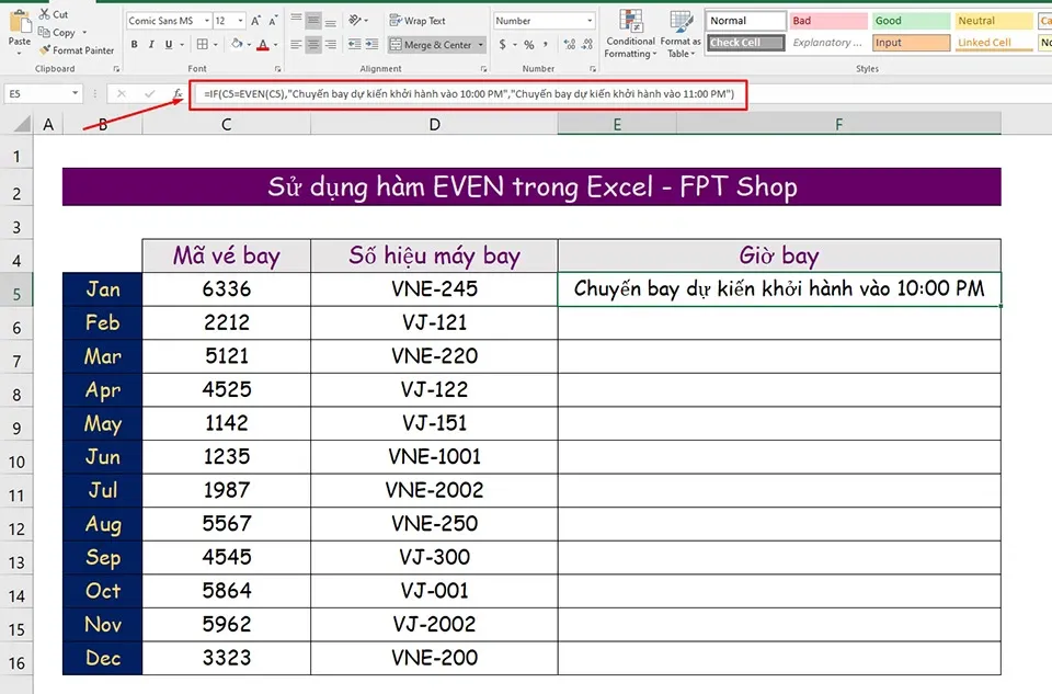 Cách sử dụng hàm EVEN trong Excel