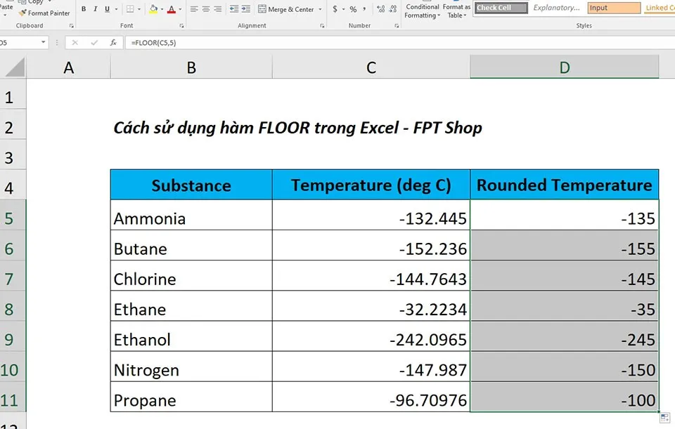 Cách sử dụng hàm FLOOR trong Excel