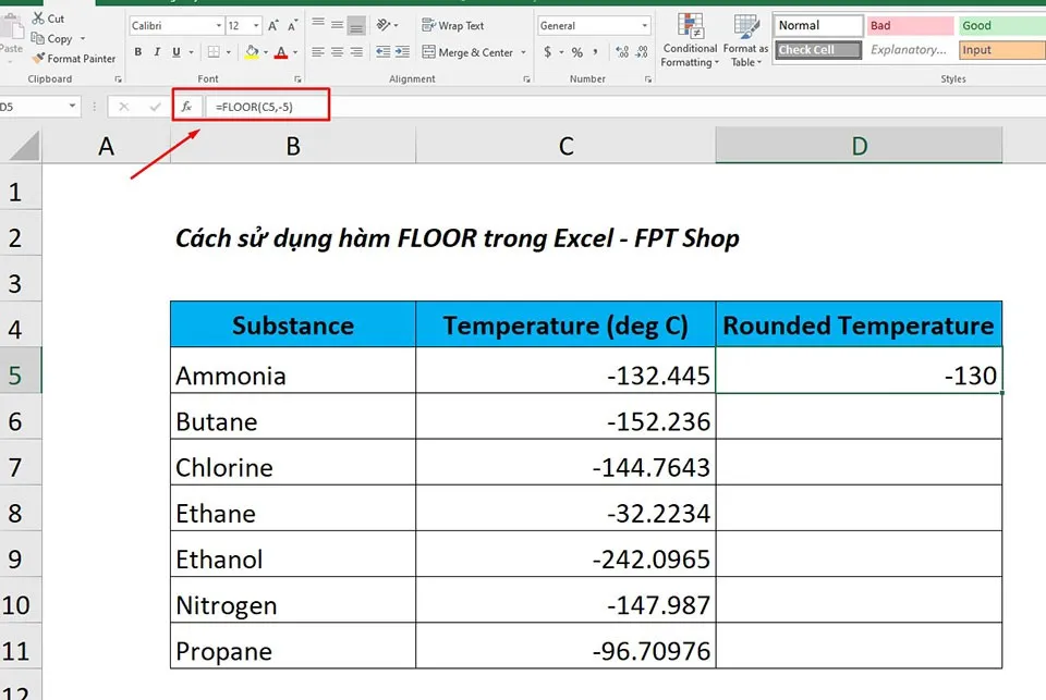 Cách sử dụng hàm FLOOR trong Excel