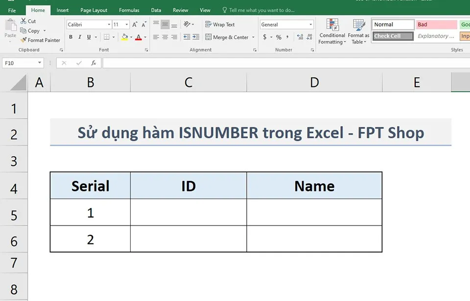 Cách sử dụng hàm ISNUMBER trong Excel