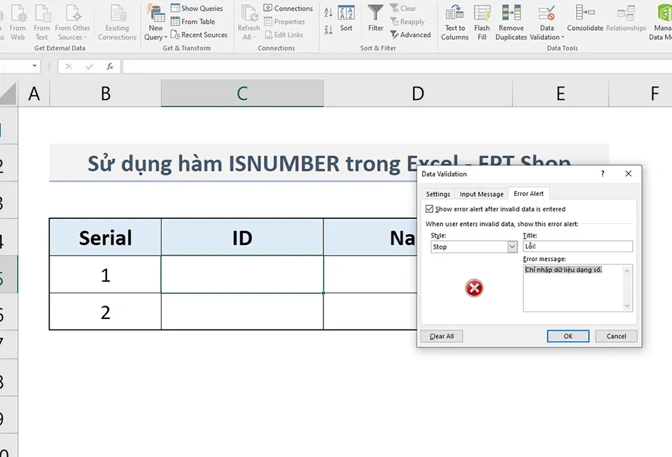 Cách sử dụng hàm ISNUMBER trong Excel